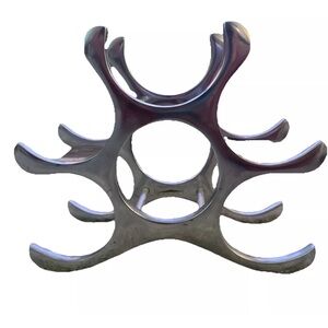 Vintage Mid-Century Aluminum 6 Bottle Wine Rack Retro